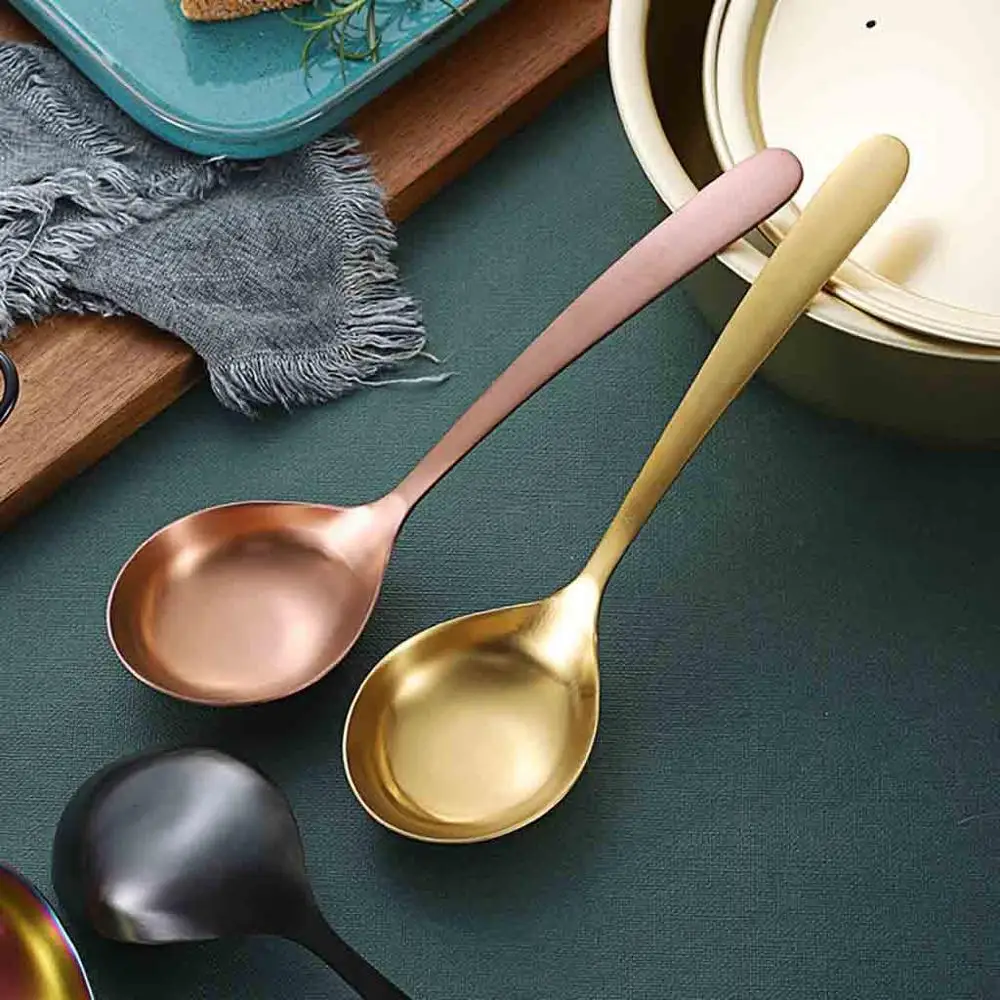 304 Stainless Steel Spoons With Long Handle Korean Soup Dinner Rice/Salad Tableware Kitchen household items 4lp | Дом и сад
