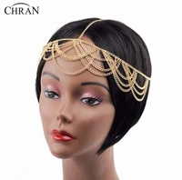 chran new stunning luxury fashion women gold multi layer head chain jewelry drop forehead headband hair piece boho body jewelry