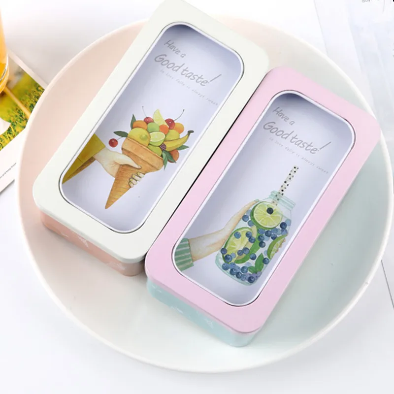 Жестяная тарелка летнее мороженое фрукты большое окно двухслойный пенал милые