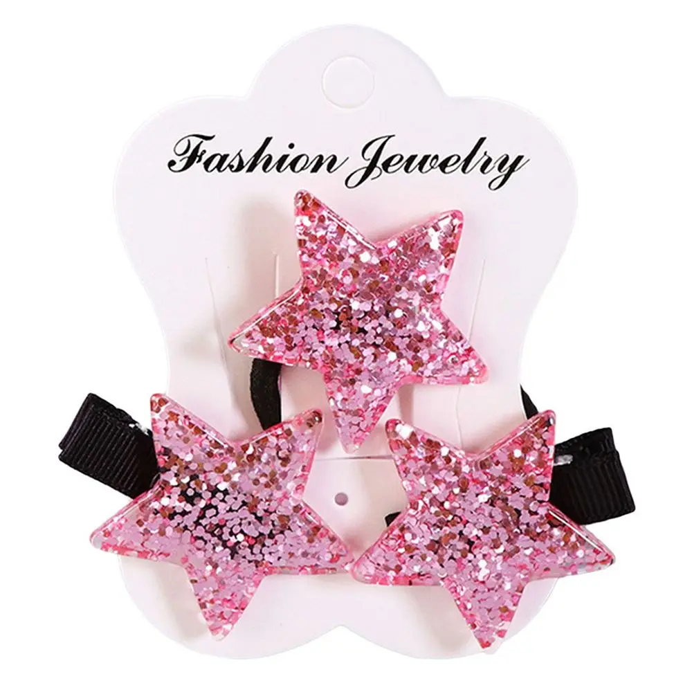 

3PCS Children Hairpin Headwear Acrylic Star Elastic Hair Band Safety Hair Clips Colorful Cute Girls Hair Accessories Gift Hot