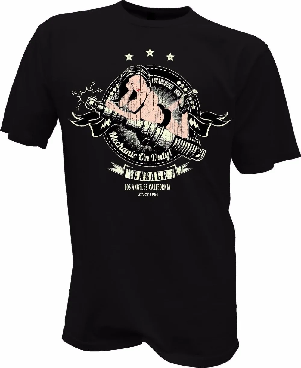 Мужская модная брендовая одежда 2019 футболка Pinup Girl Hot Rod Gas Station Tankstelle V8 Biker Sexy Usa Classic