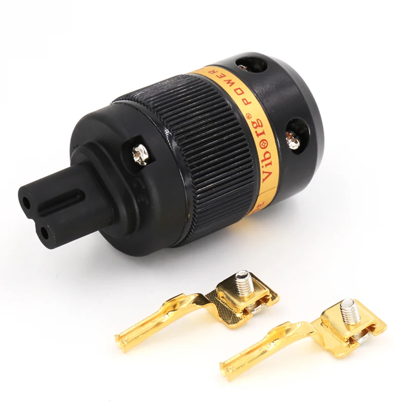 Выборг шт Высокое качество VF508G C7 чистый Медь позолоченный Рисунок 8 IEC разъем eu AC Мощность Шнур Разъемы для аудиокабеля