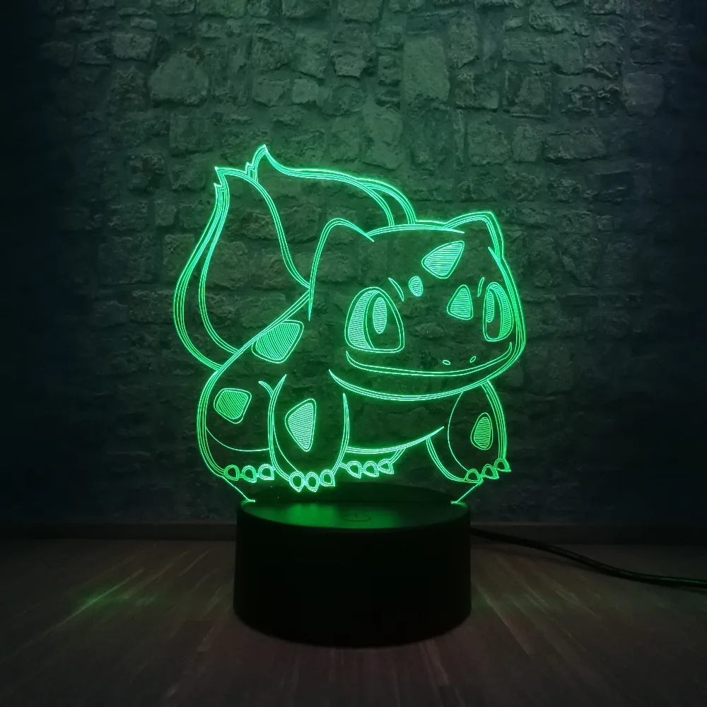 Подарок на день детей 3D мультфильм USB лампа Pokeball Покемон Бульбазавр животное лягушка многоцветный ночник визуальный праздник Малыш игрушка