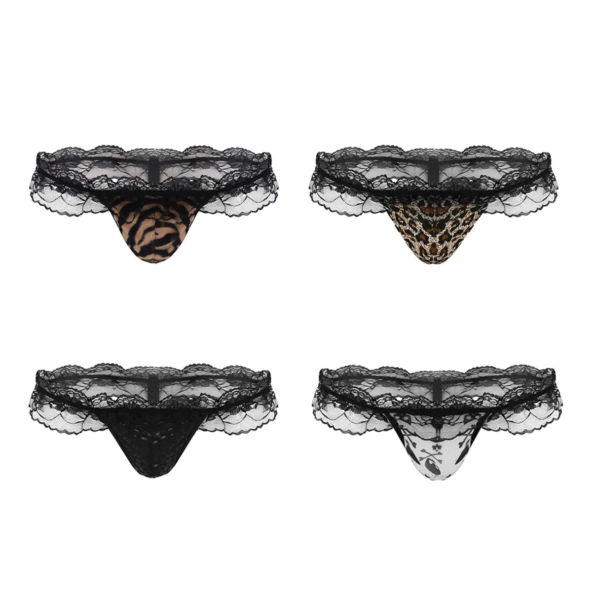 Трусы-стринги мужские кружевные с низкой посадкой сексуальное Эротические