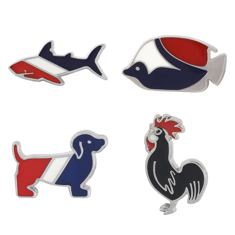 Модная эмалированная брошь Собака Такса тропическая рыба Кита Акула петух