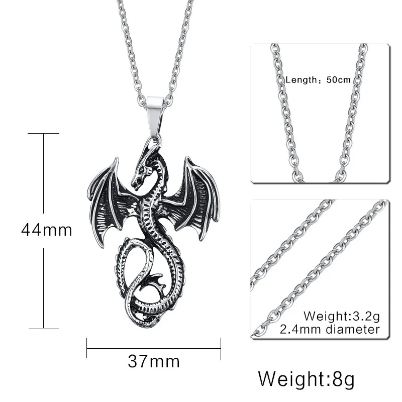 Ювелирные изделия из нержавеющей стали дракон кулон мужчины панк личности