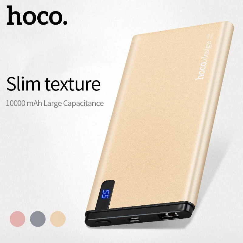 HOCO 10000 mAh power Bank ультра тонкая 10 мм литий полимерная Быстрая зарядка Универсальная