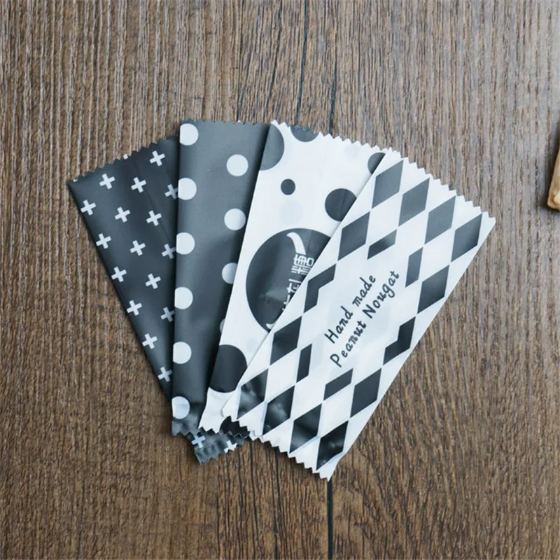 200 шт./лот черный белый ручная работа нуга конфета упаковка мешок для молока