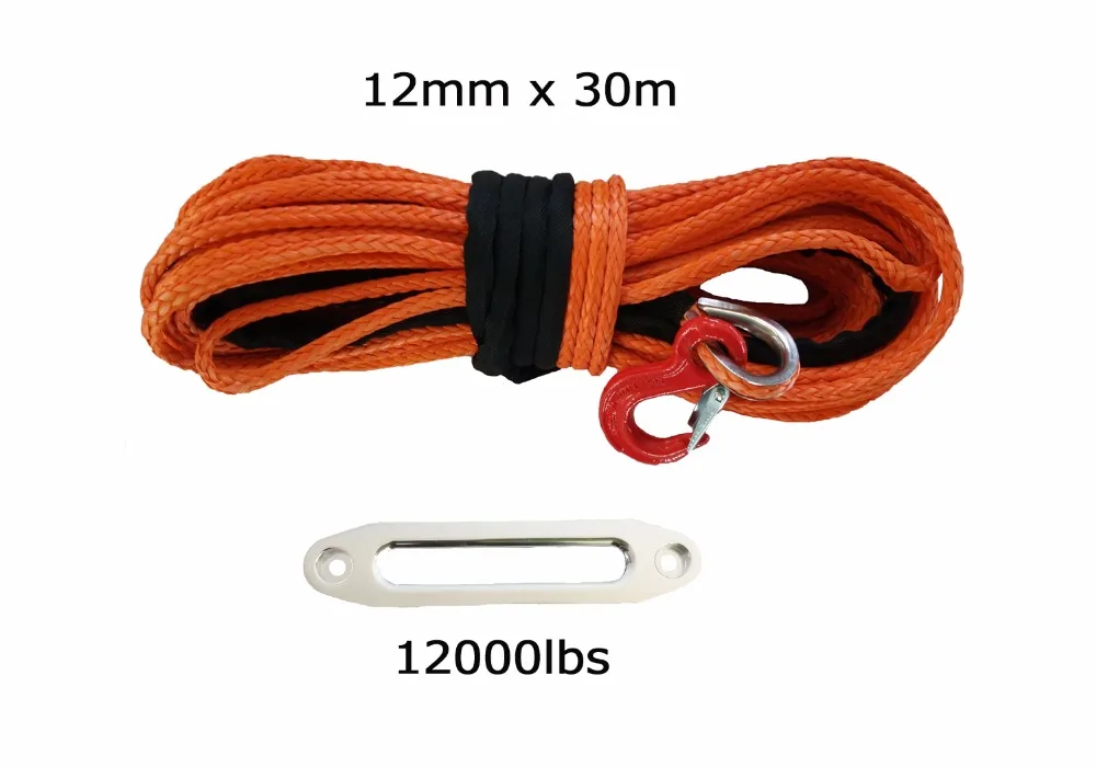 Free Shipping 12mm x 30m synthetic winch Line cable rope with hook and fairlead (ATV UTV 4X4 4WD OFF-ROAD) | Автомобили и