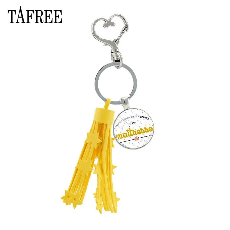 TAFREE Желтый кисточкой Сердце застежка клипса с надписью на французском языке: