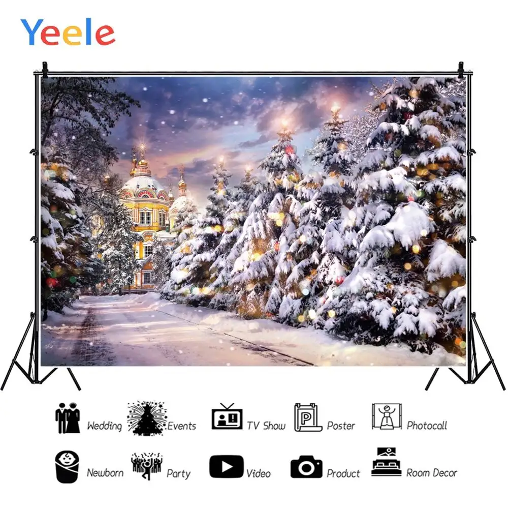 Yeele Рождественские фоны для фотосъемки Bokeh огни замок семья вечерние