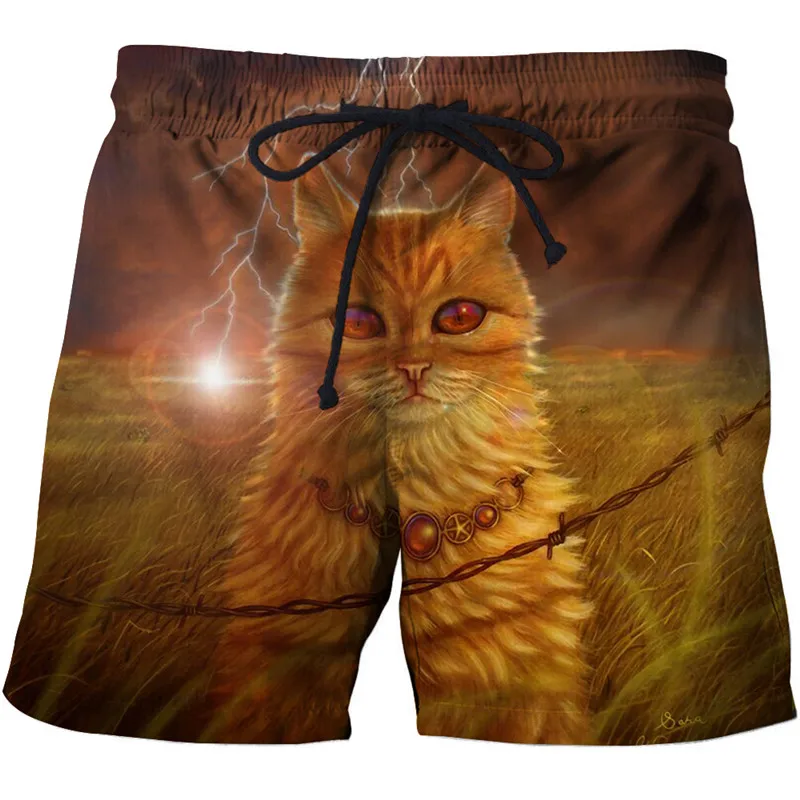 

Cat Printed Beach Shorts Men Pants 3d Fashion Shorts Plage Funny Animal Shorts Quick Pant Board Shorts Swimwear Drop Ship
