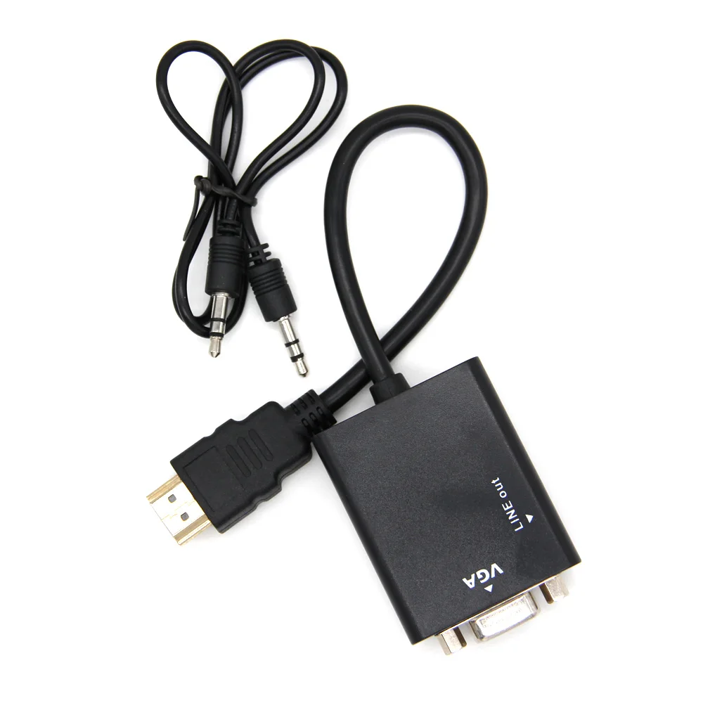 HDMI-совместимый штекер на VGA с аудио HDCable адаптер преобразователя 1080P цифровой-мини