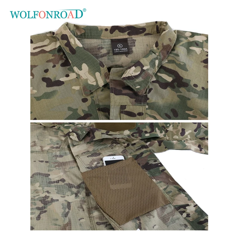 WOLFONROAD мужские камуфляжные военные тактические рубашки, уличная спортивная армейская форма, топы для пеших прогулок, рыбалки, одежда, боевая рубашка