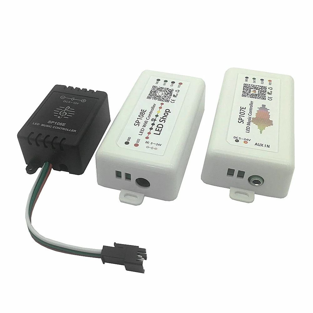 

SP108E wifi WS2811 WS2812B Led Music Controller SP107E SK6812 SP105E Bluetooth APA102 SP110E WS2801 Pixels Led Strip DC5-24V