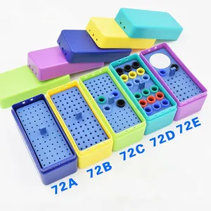 Эндо-бокс для стоматологической стерилизации, пластиковый, 72 отверстия, для алмазных буров, развертки и гуттаперча