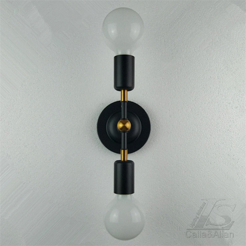 Промышленный винтажный настенный светильник с двумя лампами E27 edison железный