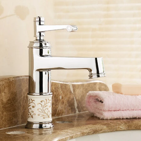 

fashion high quality gold finished cart carved cold and hot single lever bathroom sink faucet basin faucet
