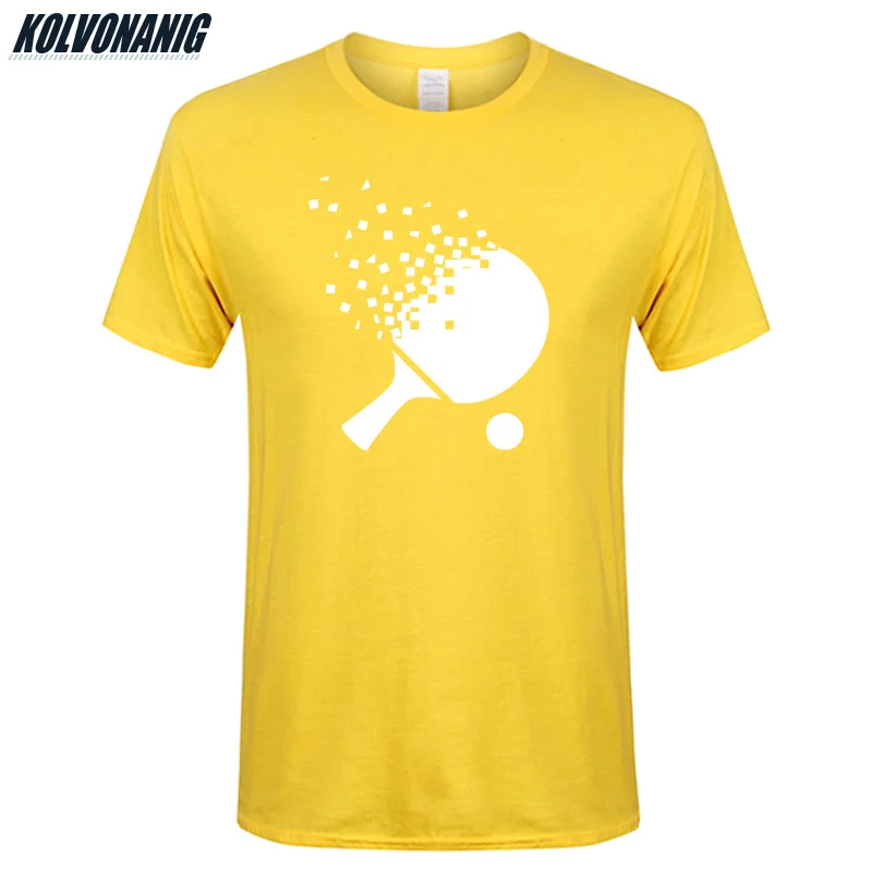 Yellow 01 Летняя уличная Мужская хлопковая футболка с круглым вырезом и коротким рукавом для фитнеса, Спортивная футболка с забавным принтом для настольного тенниса, мужские футболки размера плюс - Цвет: Yellow 01