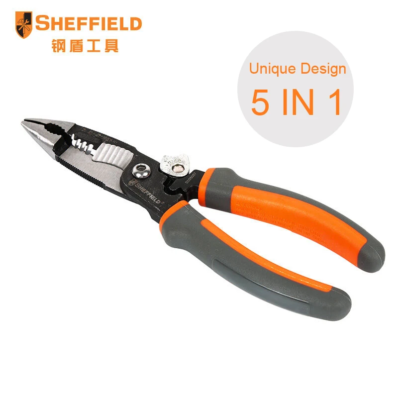 

Freeshipping SHEFFIELD 8 inches 5-in-1 Multifunctional electrician needle nose pliers ,Wire Stripper ,Cutter ,Crimping pliers