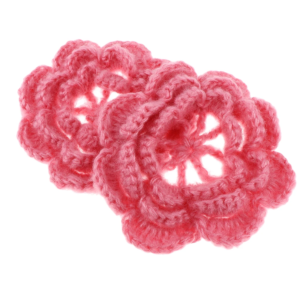 2Pcs Handmade Large Crochet Flowers Crafts Embellishment Applique DIY | Дом и сад