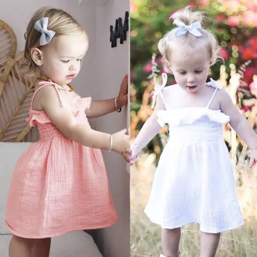 Платье детское летнее розовое и серое с оборками на бретельках 2018 | Детская