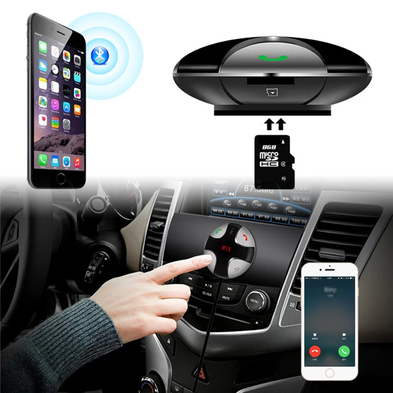 Громкой связи Bluetooth Car Kit Fm передатчик Mp3 плеер btc450 Магнитная Наклейка TF SD Слоты Для
