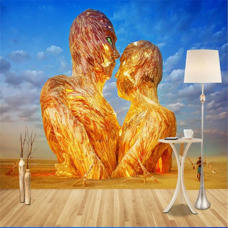 

beibehang European modern simple retro abstract couple portrait head background wall custom large fresco silk silk wallpaper