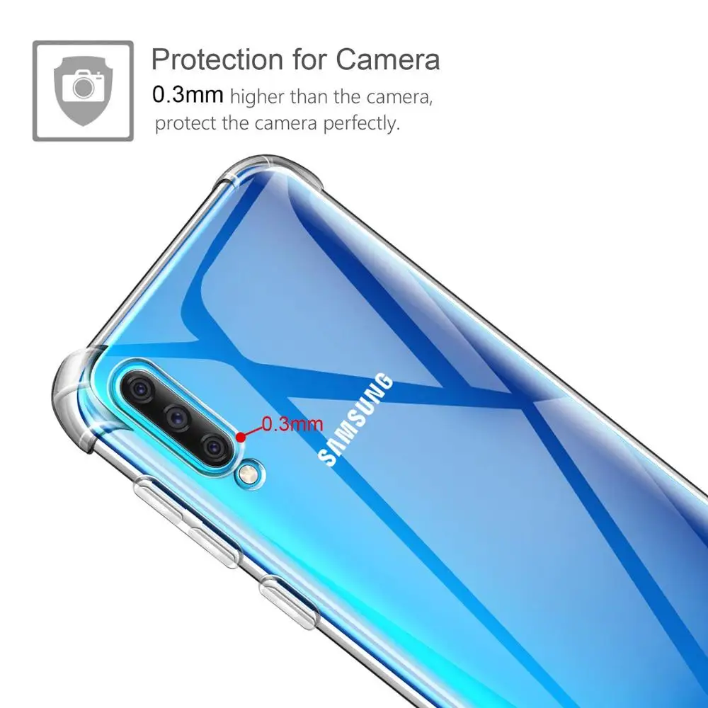 Shock Absorption Technology Case For Samsung Galaxy A10 A20 A20E A30 A40 A50 A70 A80 Coque Soft TPU Silicone Crystal Clear Cover |