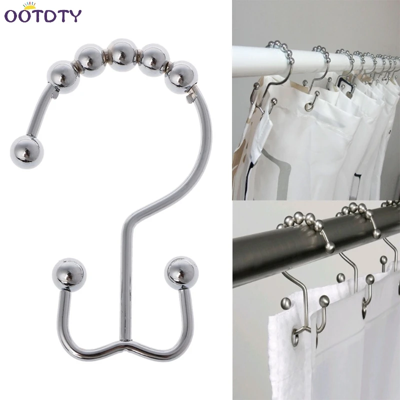 

Stainless Steel Double Hook Polished Nickel Gliding Shower Curtain Rings 12Pcs