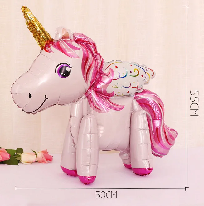 pink 3D 1 шт. 100*97 см Розовый пони 3D Маленькая Лошадь Единорог шары с днем рождения Единорог вечерние гелиевый воздушный шар покрытый фольгой дети животные игрушки Globos - Цвет: pink 3D