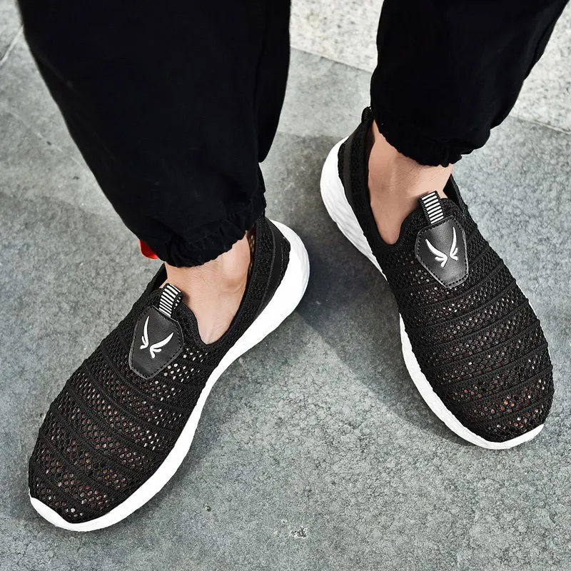 2019 Men Shoes Summer Mesh Breathable shoe Walking Footwear Lightweight Comfortable Man Sneakers big size 48 running male gray |