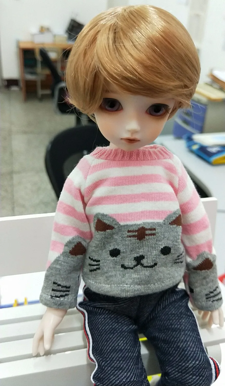 T02-X629 Best children gift 1/6 bjd dolls Accessories handmade clothes lovey cute Striped kitten sweater 1pcs | Игрушки и хобби