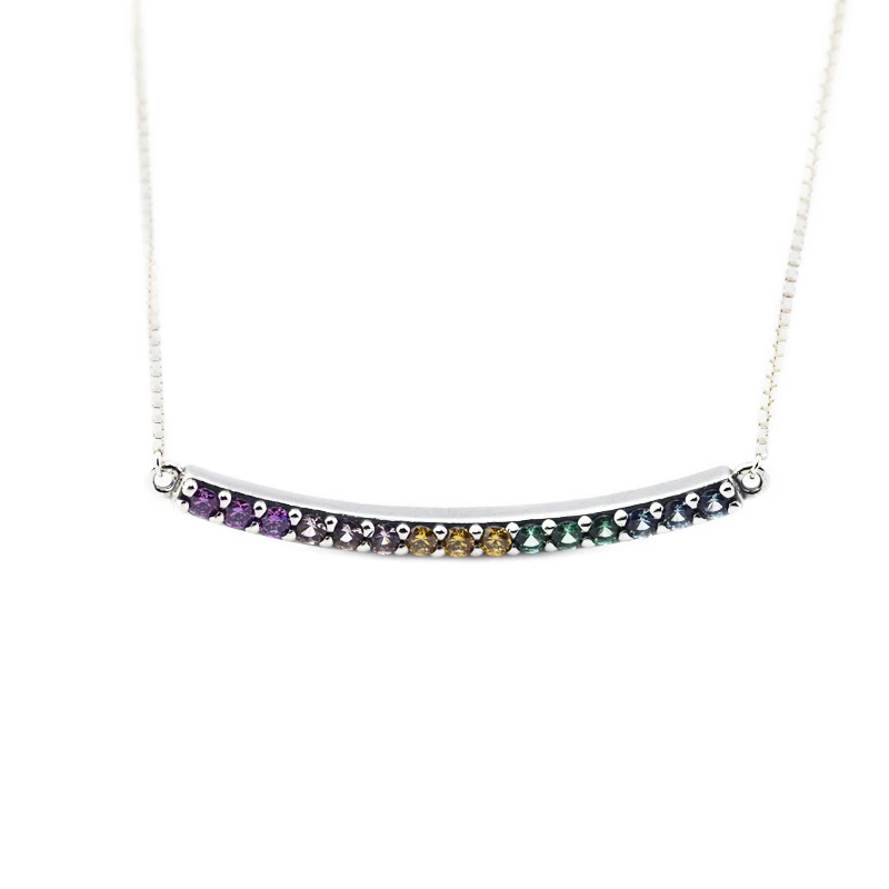 

Necklaces &Pendants Multi-Colored Curved Bar Necklace DIY Sterling-Silver-Jewelry Silver 925 Pingente