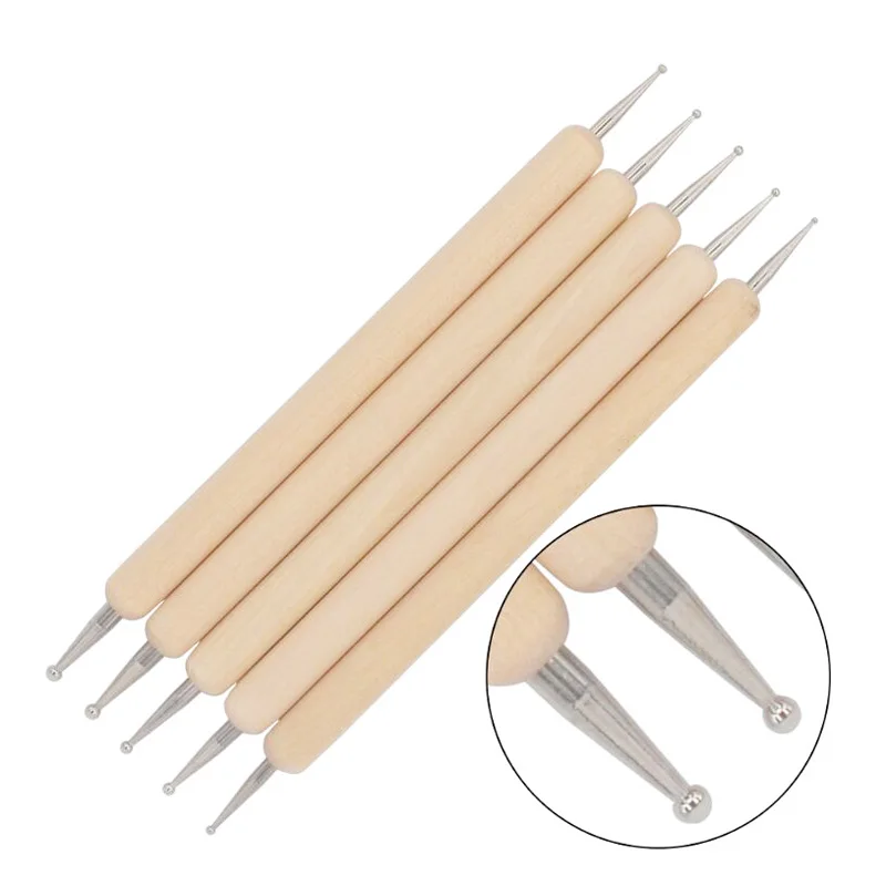 Addfavor 5 шт. деревянная ручка для раскрашивания ногтей DIY Дизайн ногтей советы живопись Стразы в горошек дизайн ногтей ручка Marbleizing Инструменты для гелевых ногтей