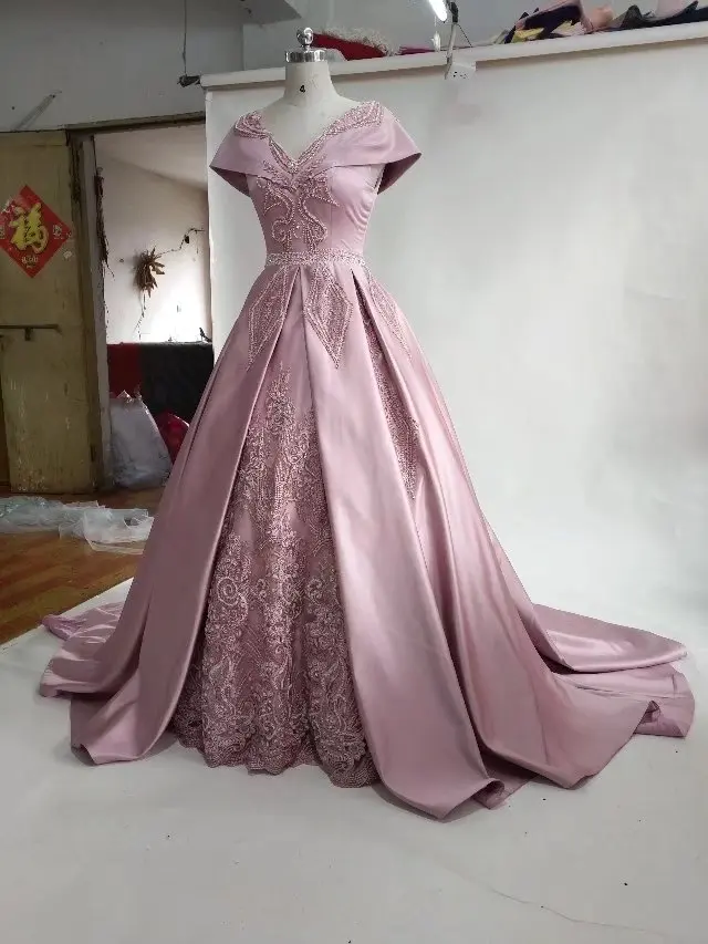 CloverBridal пыльно-розовые бусинки прямоугольные узоры винтажные Выпускные платья большая накидка на плечи вечерние vestido longo festa