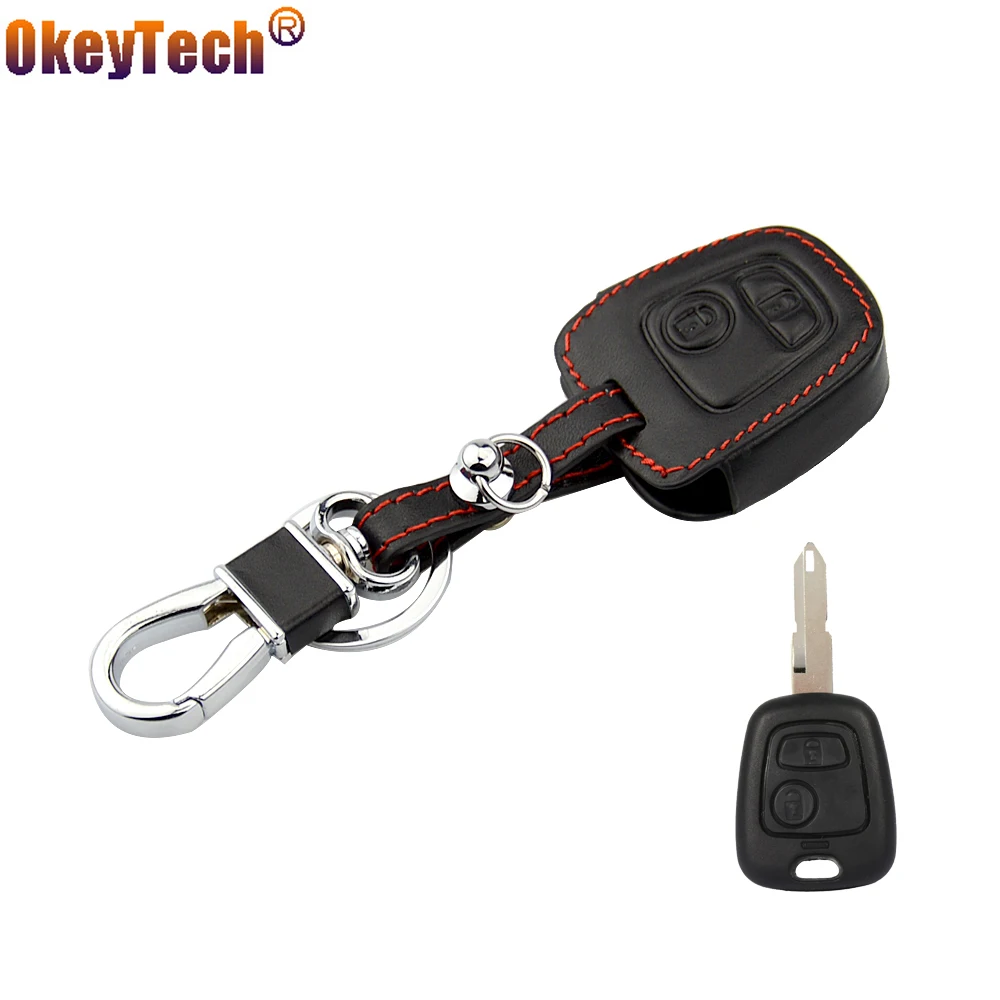 Чехол для автомобильных ключей OkeyTech кожаный чехол с 2 кнопками Citroen c4 c5 Berlingo Picasso