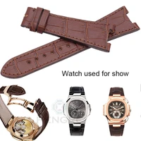 hengrc luxurious genuine leather watchband belt 2518mm brown black watch strap for pp without buckle accessories