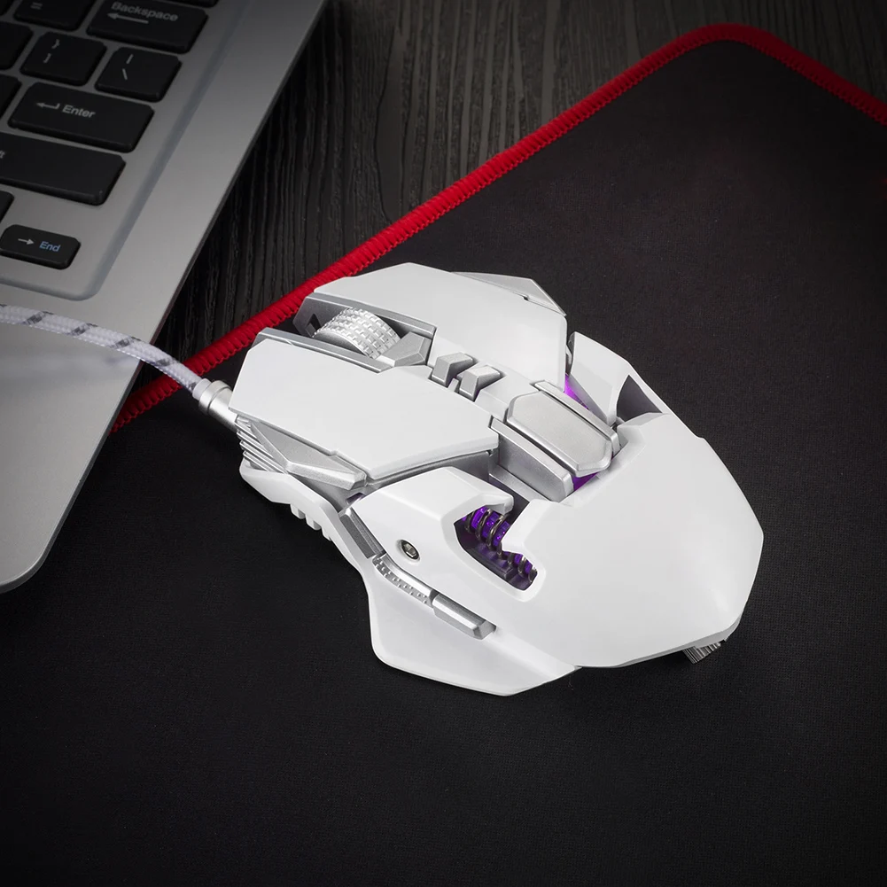 CW50 3200 dpi мышь эргономичная USB игра 7 кнопок Белый проводной светодиодный подсветка