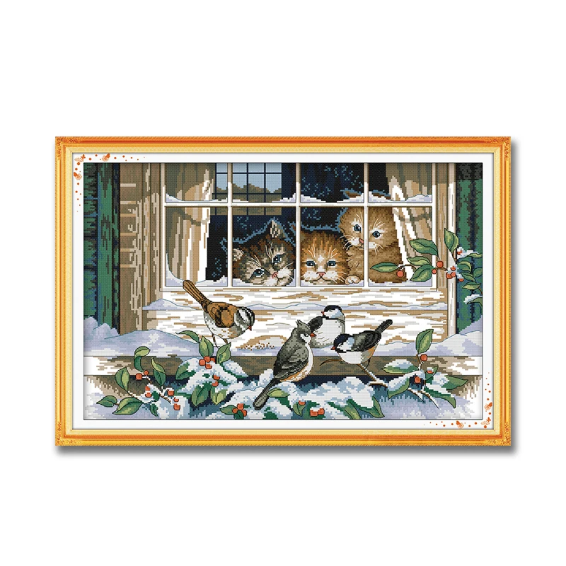 Набор для вышивания крестиком DMC 11CT 14CT зимней птицы и снега|cross stitch landscape|landscape cross