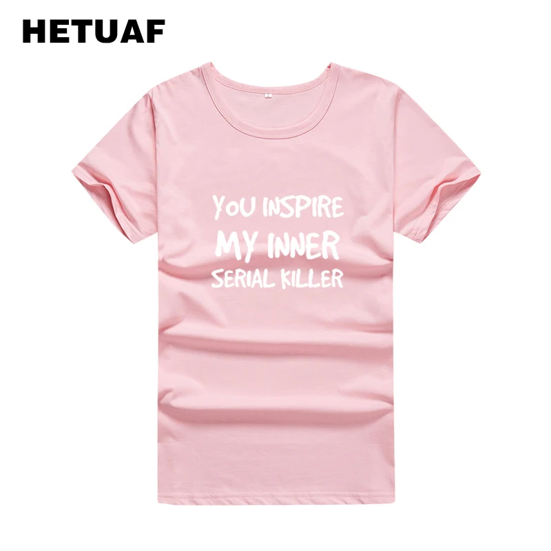 Женская хлопковая Футболка HETUAF YOU MY INNER базовая футболка Харадзюку с круглым