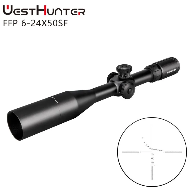 WESTHUNTER FFP 6-24X50SF Высокая мощность первый фокальный самолет прицелы военный уровень стекло гравированное сетка оптические прицелы охотничьи прицелы