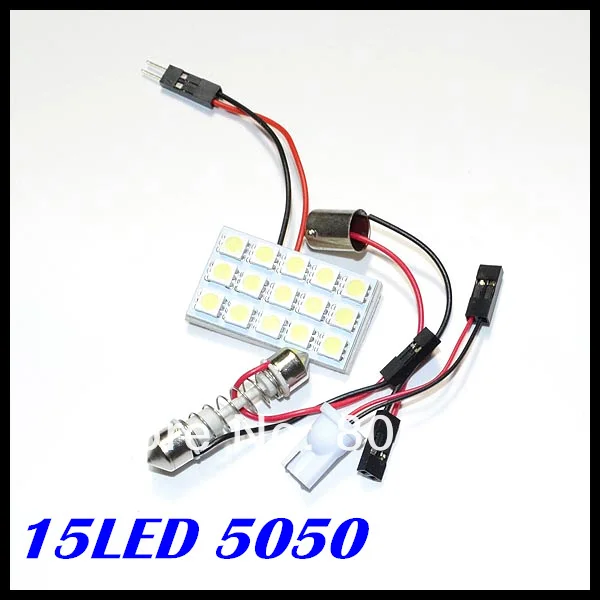

Бесплатная доставка 50 шт./лот 15 Smd 5050 Светодиодная Автомобильная панель освещения интерьера комнаты светодиодная купольная лампа с 3 адапте...
