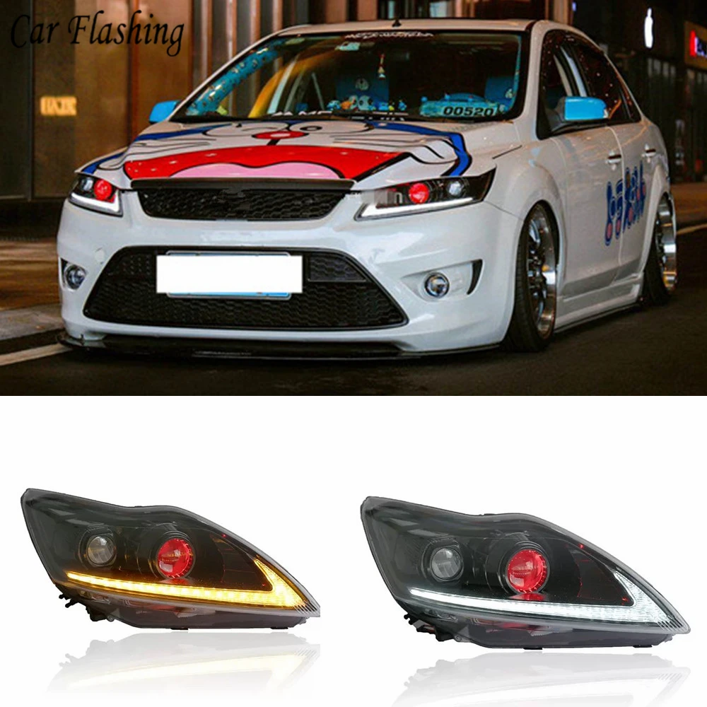 2 шт. светодиодный фары для Ford Focus 2009 2010 2011 Автомобильные ангельские глазки