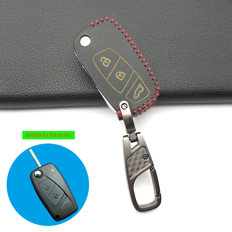 100% кожаный чехол для автомобильного ключа Fiat / Panda Stylus Stitch/Doblo/big/Bravo 500