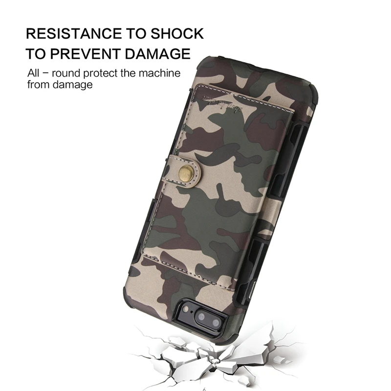 Армейский камуфляжный чехол из искусственной кожи для iPhone X XR XS с несколькими
