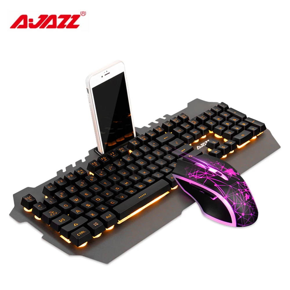 Ajazz Механическая волк Проводная игровая клавиатура и мышь комбо 104 клавиш с