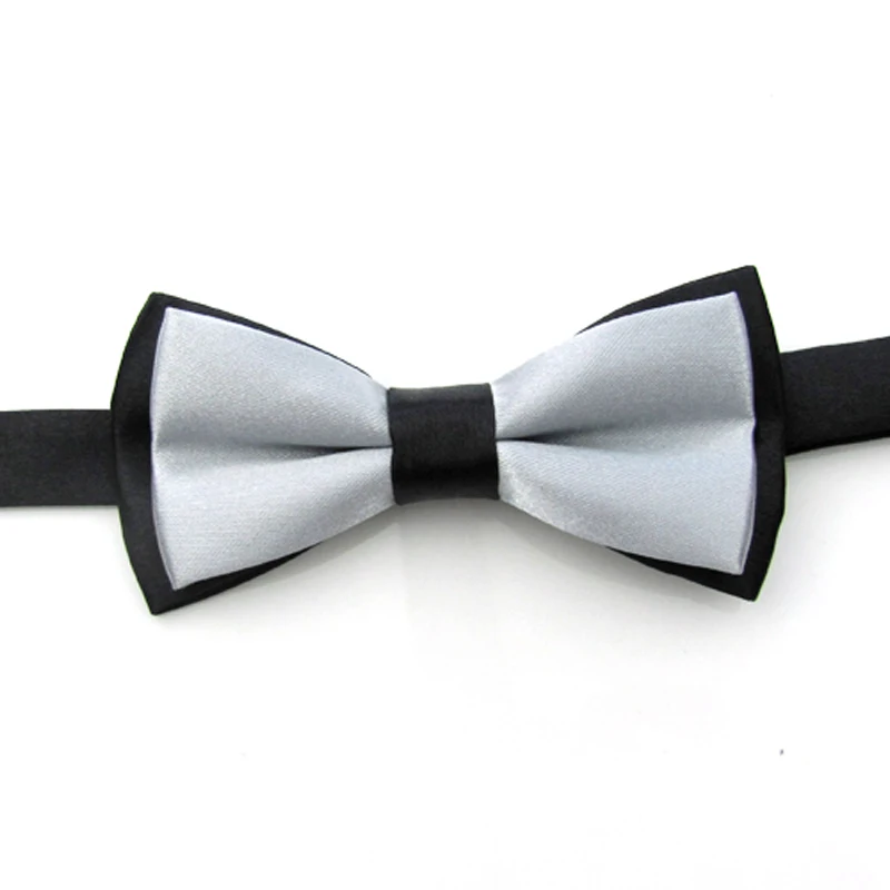 Black Light Grey Wedding Classic Kid Suit Neckwear Baby Boy's Baby Fashion Solid Color Adjustable Bowtie Children Two Tone Pet Dog Cat Bow Tie - Цвет: Black Light Grey