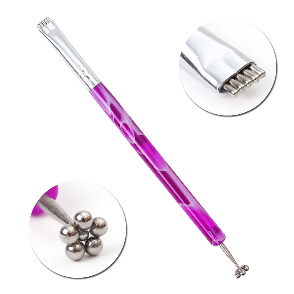 Purple 1 шт. в полоску с цветами для ногтей кошачьи глаза магнитная ручка акриловая магнитная палочка УФ-Гель-лак 3D волшебный эффект инструменты для маникюра JI084-1 - Цвет: Purple