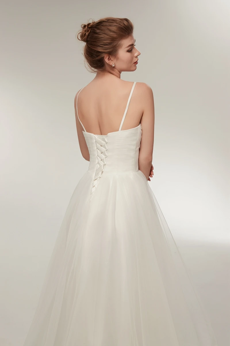 Новое поступление на тонких бретелях Короткое свадебное платье 2021 Robe de Mariage boda